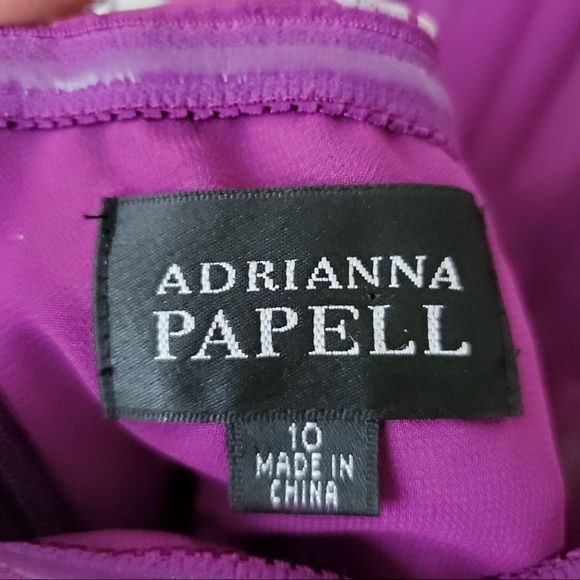 ADRIANNA PAPELL Silk Halter Dress Purple Size 10 - Picture 5 of 12